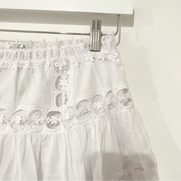 NWT Charo Ruiz Lea guipure lace-trimmed cotton-blend voile mini skirt size Large - Picture 5 of 11